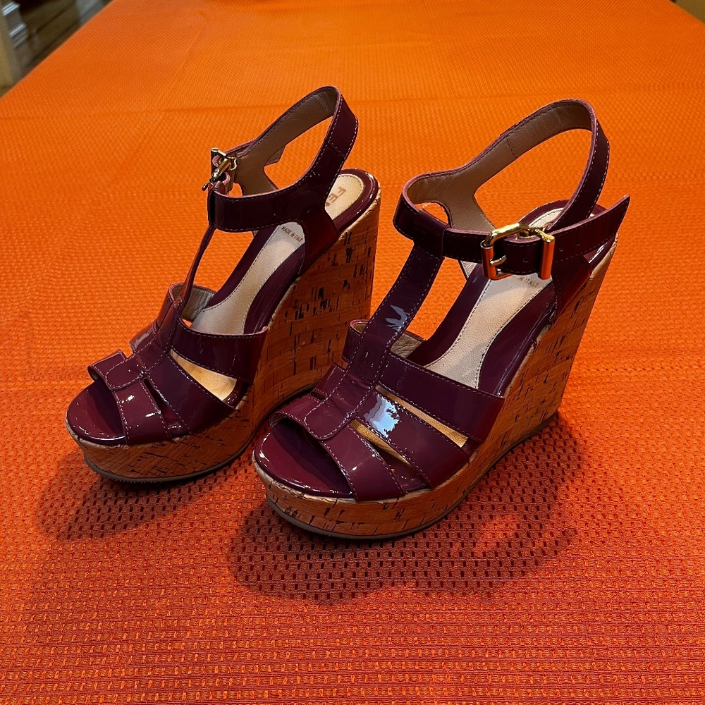 Fendi Wedge Sandals Zeppa Vernice Glicine 8V3652 Purple size 35